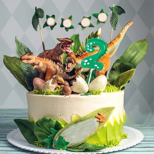 Vista 6 de Velas con números de cumpleaños, velas de dinosaurio de 2.8 pulgadas, velas de cumpleaños para tartas, velas de dinosaurio, decoración de fiesta