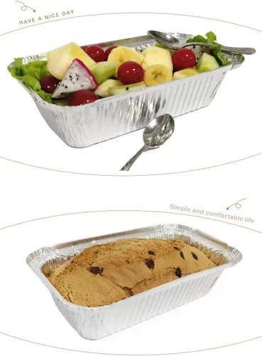 Vista 5 de Moldes de pan desechables de papel de aluminio Sartenes para pan de 1.5 libras con tapas Paquete de 50 Cajas de postre – Perfecto