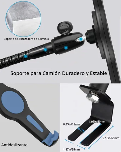 Vista 5 de Soporte para tablet grande con cuello de cisne para automóvil o camión, soporte para tablet de brazo largo resistente para automóvil, perno de piso