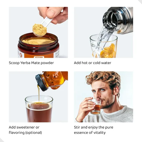 Vista 3 de Té instantáneo de yerba mate - Aumenta la energía, la concentración, la inmunidad y la salud cardiovascular con extracto puro orgánico consentrado