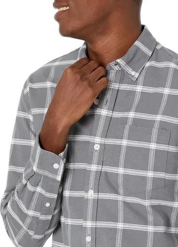 Vista 5 de Camisa Tienda Essentials de tela oxford, de manga larga, ajuste regular, con bolsillo, para hombre