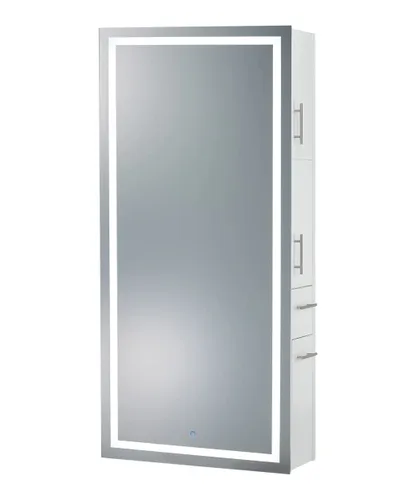 Vista 10 de Pibbs Lumina - Espejo LED de salón y servidor de almacenamiento, espejo extra grande de longitud completa, luz LED regulable integrada, botón