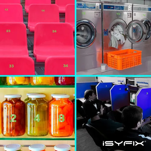 Vista 4 de iSYFIX Calcomanías de Números de Vinilo Verde Manzana – 1.5 Pulgadas Autoadhesivas (2 Juegos) – Calcomanía Premium Troquelada y Pre-espaciada