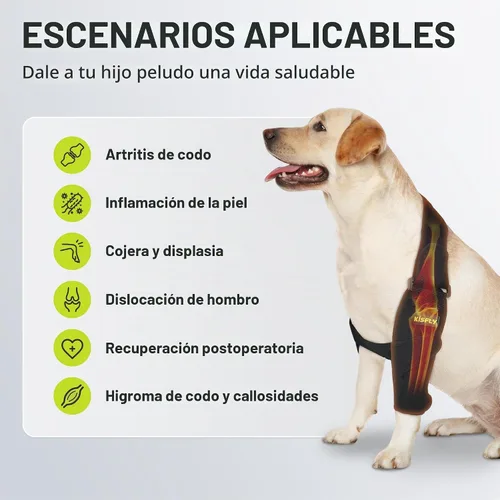 Vista 4 de Coderas para perro para callos, úlceras por presión y dislocación de hombros. Soporte para codo y hombro canino para perro. Protector de codo