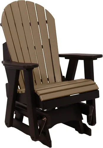 Vista 19 de Silla mecedora Aruba Adirondack de 2 pies, fabricada en Amish, madera de polietileno para exteriores, accesorios de acero inoxidable, fabricada