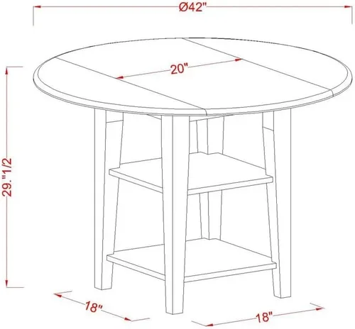 Vista 12 de East West Furniture SUDA5-LWH-12 - Juego de mesa de comedor de 5 piezas, incluye una mesa de cocina redonda con gotas y estantes y 4 sillas de tela