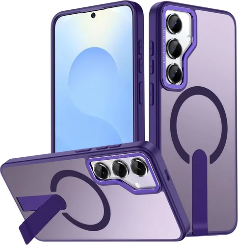Vista 24 de Funda para Samsung Galaxy S24+ Plus [soporte integrado], compatible con carga inalámbrica MagSafe, [prueba de caídas de grado militar] Funda Azul