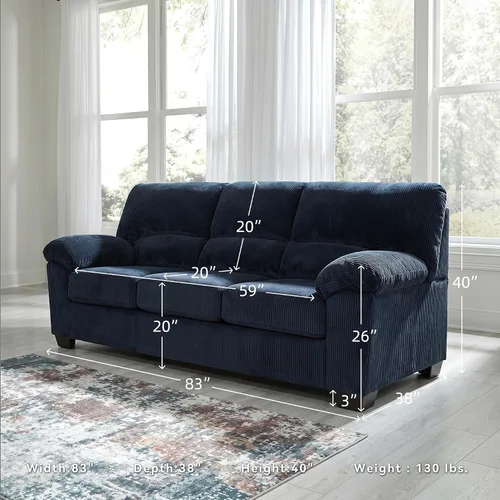 Vista 3 de Signature Design by Ashley SimpleJoy - Sofá contemporáneo para sala de estar, color azul