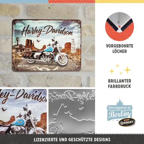Vista 3 de Nostalgic-Art Harley Davidson-Route 66 Road King-Biker Gift Metal, diseño vintage, 5.9 x 7.9 in