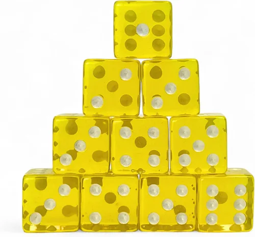 Vista 8 de Luck Lab Paquete de 10 dados de 19 mm - Dados D6 acrílicos y translúcidos, cuadrados con bordes redondeados para casino, craps, juegos de mesa RPG