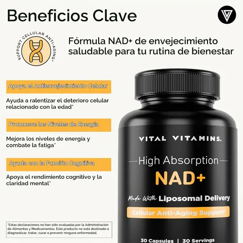 Vista 6 de Vital Vitamins NAD+ 30 ct + Cápsulas de Ácido Hialurónico 60 ct