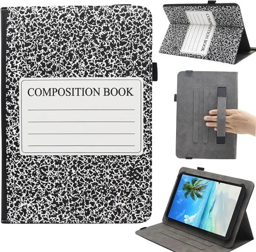 Vista 9 de Funda universal para tablet Android de 7 8 pulgadas, Dluggs soporte de visualización multiángulo con funda y correa de mano para tablet de 7.0-8.5