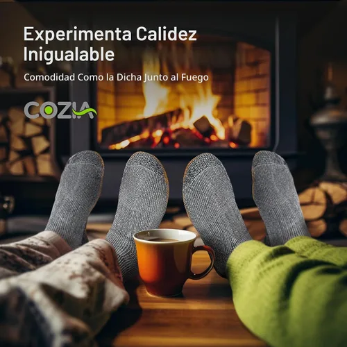 Vista 3 de COZIA Calcetines de lana merino para hombres y mujeres, calcetines térmicos cálidos para senderismo, 3 pares A35-carbón
