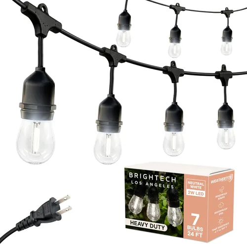 Vista 7 de Brightech Ambience Pro - Guirnalda de luces LED de 105 pies, iluminación de patio de grado comercial de 1 W, impermeable para exteriores