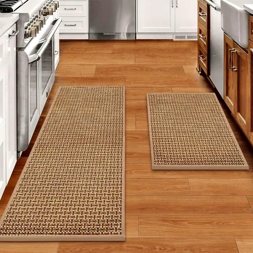 Vista 9 de eqivei Juego de alfombras y tapetes de cocina antideslizantes lavables de 2 piezas, alfombras absorbentes para colocar delante del fregadero