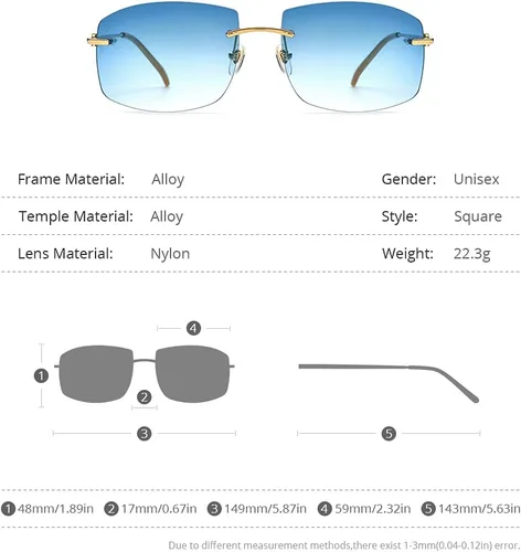 Vista 2 de HEPIDEM Gafas de sol cuadradas de gran tamaño para hombres con lente de nylon