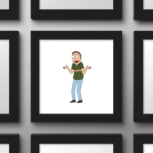 Vista 3 de Trends International Gallery Pops Cartoon Network Rick and Morty - Póster de pared de Jerry, 12 x 12 pulgadas, versión enmarcada en negro Versión