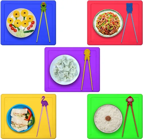 Vista 5 de Palillos de entrenamiento para niños, adultos y principiantes - Juego de 5 pares de palillos con ayudante de palillos de aprendizaje acoplable