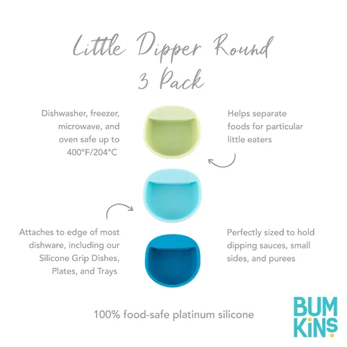 Vista 5 de Bumkins Baby Silicone Little Dippers, se fija a cuencos, platos y platos, taza de salsa, sostiene condimentos, salsas, salsas, puré, coberturas