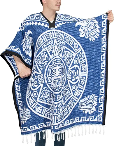 Vista 7 de Artisans Bazaar Poncho mexicano Sarape Azteca Hombres Hombre Mexico Gabanes Mexicanos Western Cowboy Disfraz Adulto Jorongos