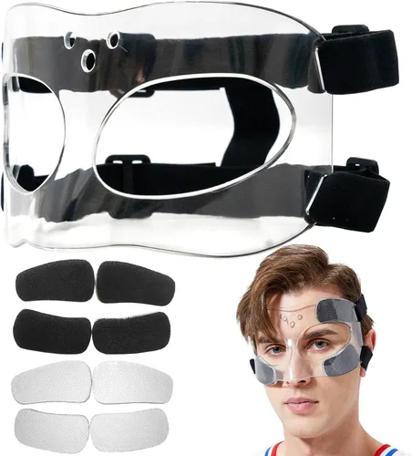 Vista 7 de Protector de nariz para nariz rota, béisbol, sóftbol, baloncesto, máscara facial ajustable con acolchado protector de nariz que protege la nariz