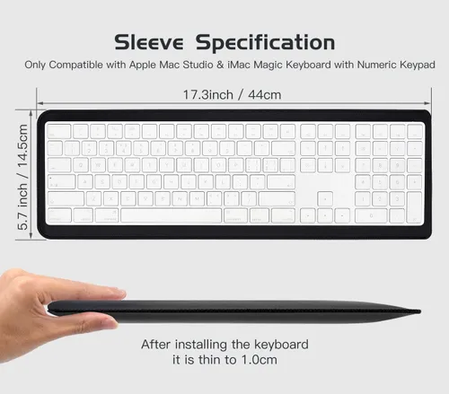 Vista 2 de CaseBuy Funda de piel sintética para teclado Apple Magic 2024 con USB-C y iMac Magic M1 M3 M4 Chip A2520 A1843 y Mac Studio 2022 con teclado