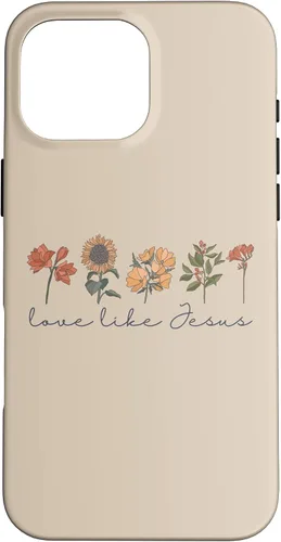 Vista 19 de Love Like Jesus - Carcasa para iPhone 17, diseño de flores y texto bíblico, religioso