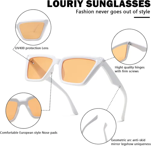 Vista 3 de Gafas de sol cuadradas retro de ojo de gato para mujer, grandes, modernas, retro, marco rectangular grueso clásico