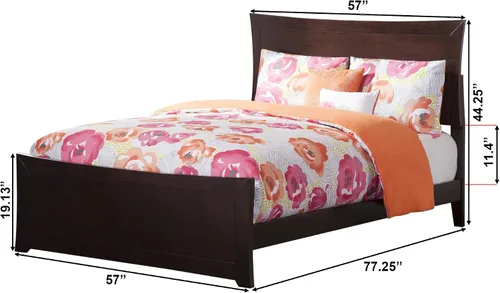 Vista 2 de AFI, Metro - Cama Queen de plataforma de madera de perfil bajo con estribo a juego, color espresso