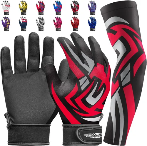 Vista 18 de Guantes de bateo para jóvenes de Exxact Sports con mangas para brazos para niños y niñas, guantes de béisbol para niños para bateo de sóftbol, T-Ball