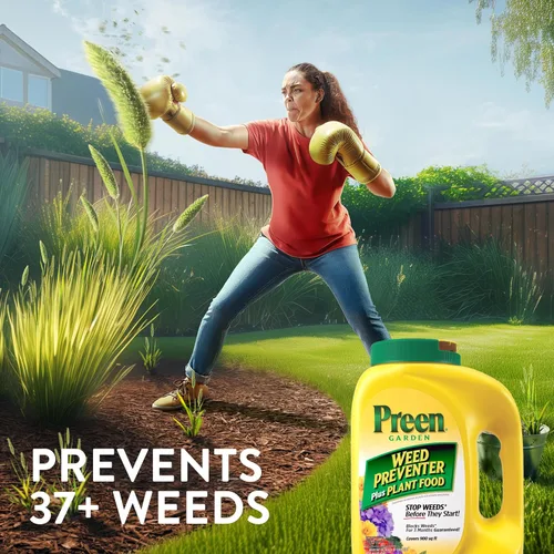 Vista 3 de Preen Garden Weed Preventer Plus Plant Food 31.3 lb. Bolsa - Fertilizante granular multiusos con control de malezas preemergente para jardines