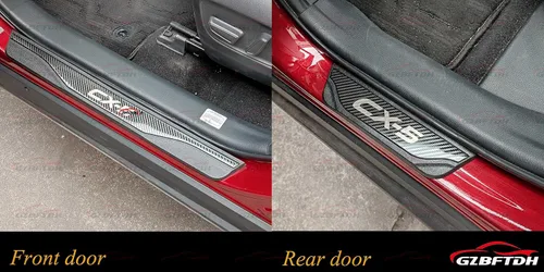 Vista 6 de Auto puerta entrada guardia accesorios, para Mazda 3 6 CX-5 CX30 acero inoxidable con plástico cubierta protectora del umbral de la puerta del coche