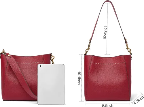 Vista 5 de Bolso de mano de cuero para mujer, bolso de hombro y bolsos de mano