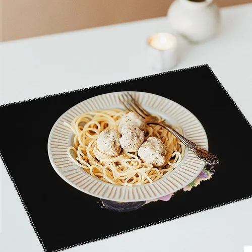Vista 5 de Black Cats Flower Placemats Set of 6 Resistant Table Mats Washable Place Mats for Dinner Party Table Decoration