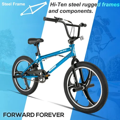 Vista 2 de Hiland - Bicicleta BMX de 20 pulgadas para niños y niñas de 5 a 12 años, giro de 360 grados, 4 clavijas, bicicleta BMX de una velocidad para niños