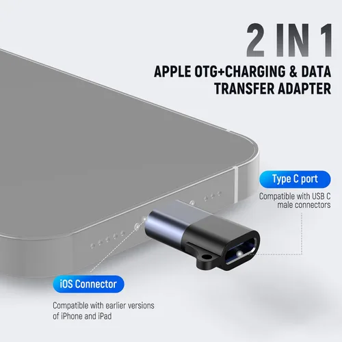 Vista 2 de NEEWER Juego de 2 adaptadores USB C a iOS OTG, USB tipo C (hembra) a iOS (macho) compatible con iPhone 14, 13, 12, 11 X, iPad tipo C, micrófono