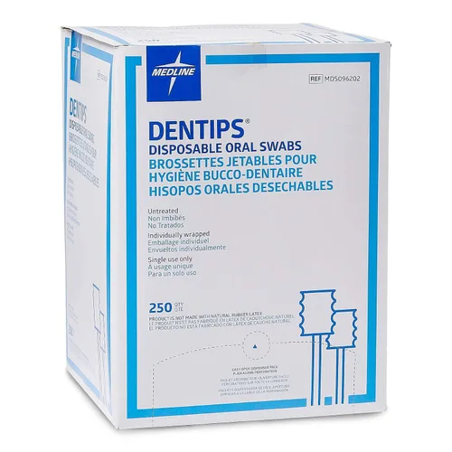 Vista 2 de Medline Dentips Hisopos orales desechables, para adultos, sin tratar, azul, 500
