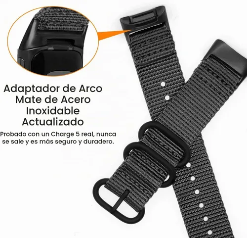 Vista 2 de Abanen Bandas de nailon para Fitbit Charge 6 / Charge 5, correa de nailon tejido de secado rápido con cierre de anillo de acero inoxidable ajustable