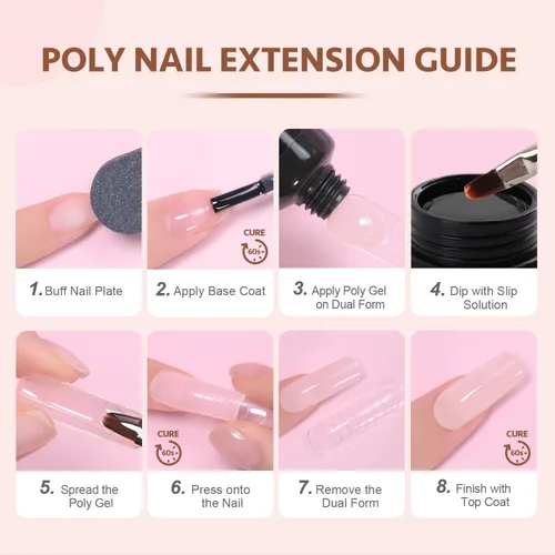 Vista 6 de GAOY - Juego de gel polivinílico de 6 colores clásicos rosa desnudo negro, kit de mejora de uñas de gel para arte de uñas DIY