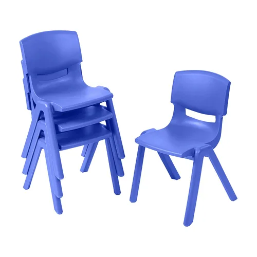 Vista 13 de ECR4Kids Silla Escolar Apilable de 12 Pulgadas de Plástico, Muebles para Aula, Azul, Paquete de 4
