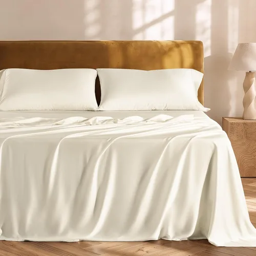 Vista 17 de EverGrace Tencel™ Sheet Set, Breathable & Cooling, Queen, Dark Olive Green Cooling, Luxury Silky Soft, Lyocell TENCEL Sheets, Breathable Bedding for