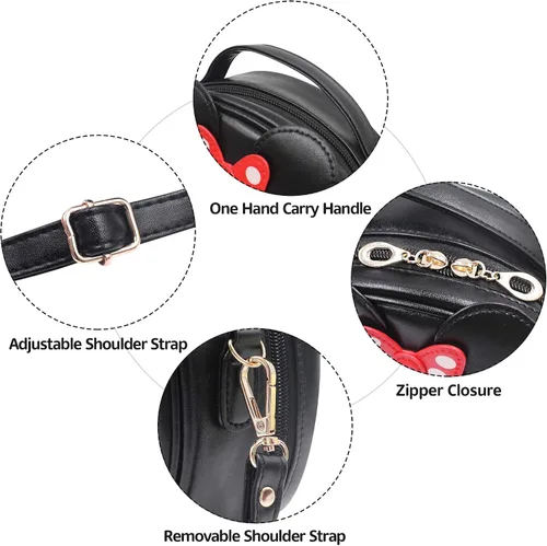 Vista 5 de Finex Mini bolso de viaje con diseño de lunares de Minnie Mouse NegroRojo Bolsa Redonda Viajar