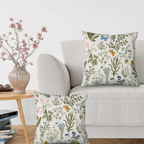 Vista 3 de Juego de 2 fundas de almohada decorativas de primavera coloridas de 18 x 18 pulgadas, fundas de almohada decorativas de primavera para exteriores