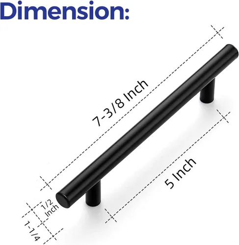 Vista 3 de Ravinte - Paquete de 1 unidad de tiradores de armario de cocina de 18.7 cm de acero inoxidable color negro mate, manijas para cajones y armarios