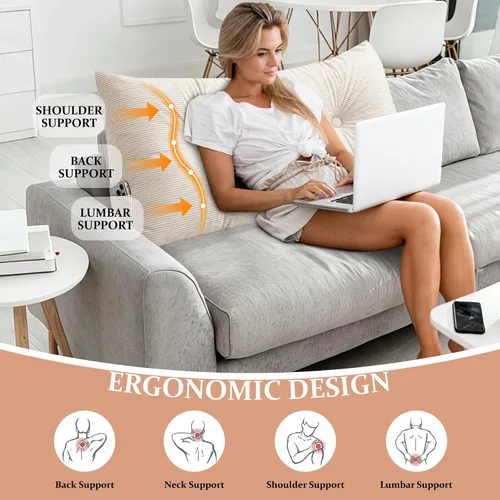 Vista 7 de Almohadas de cuña para cabecero, tamaño individual XL, almohadas de respaldo para sentarse en la cama, cojín triangular grande, almohada de sofá