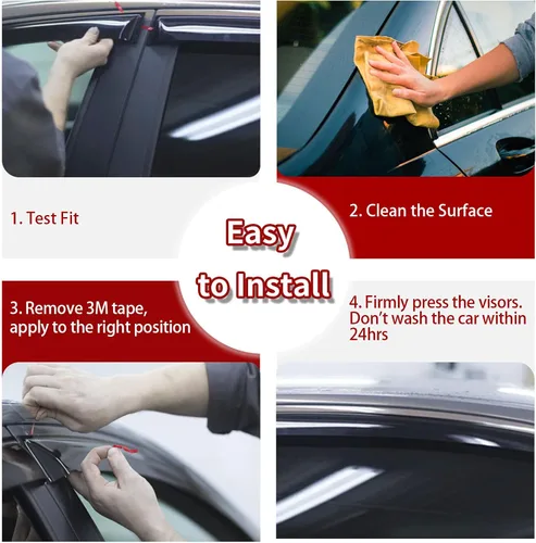 Vista 3 de 4 protectores de lluvia para Chevy Equinox 2010-2017, viseras de ventana, deflectores, parasoles, cinta de ventilación en canal hacia fuera