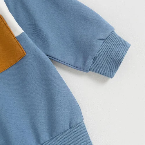 Vista 7 de Conjunto de 2 piezas de sudadera y pantalones de manga larga con bloques de color para bebé niño