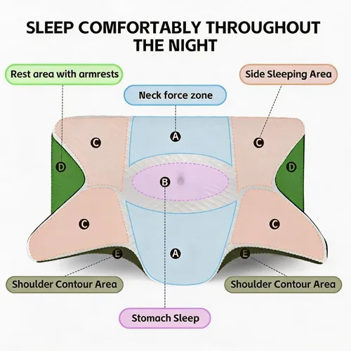 Vista 3 de Almohada cervical ergonómica - Almohada cervical de espuma viscoelástica Negro