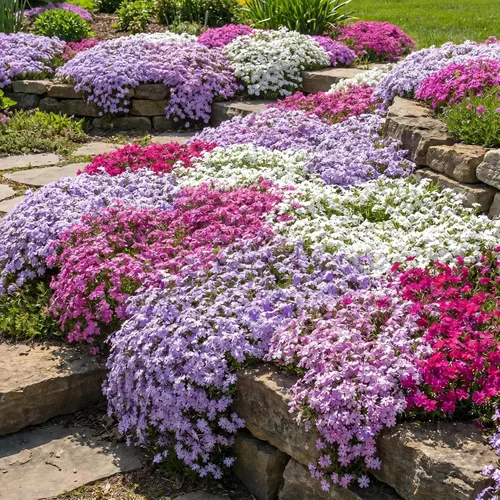 Vista 6 de Paquete de 3 plantas rastreras Phlox Live, 5-8 pulgadas, cubierta de suelo de Phlox rastrero perenne para jardín al aire libre (color aleatorio)
