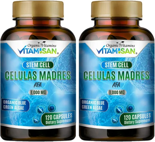 Vista 4 de Celulas Madres AFA Stem Natural Cell 120 Cápsulas 1000 mg Algas Azul Verde Sin OMG Sin Gluten Aphanizomenon Flos-aquae celula Madre suplemento